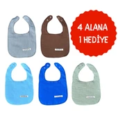 5'li Sıvı Geçirmez Çift Kat Müslin Mama Ve Salya Önlüğü, %100 Pamuk Alezli Erkek Set thumbnail 1