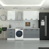 185 cm Mutfak Dolabı Gri MDF Kapak Tezgah Dahil YRKN185 98 thumbnail 1