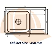 79 X 50 Mutfak Eviyesi 7950gr Keten Sol Damlalıklı thumbnail 2