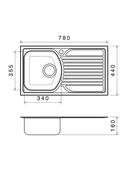 78 X 44 Mutfak Eviyesi 7844tgr Keten Sağ Damlalıklı thumbnail 2