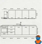 300 cm Mutfak Dolabı  MDF Kapak Tezgah Dahil YRKN300 101 thumbnail 2