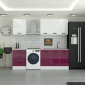 185 cm Mutfak Dolabı Mürdüm MDF Kapak Tezgah Dahil YRKN185 102 thumbnail 1