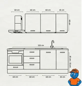 225 cm Mutfak Dolabı  MDF Kapak Tezgah Dahil YRKN225 97 thumbnail 2