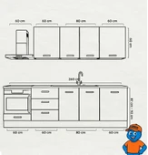 260 cm Mutfak Dolabı  MDF Kapak Tezgah Dahil YRKN260 100 thumbnail 2