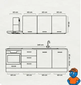 240 cm Mutfak Dolabı  MDF Kapak Tezgah Dahil YRKN240 102 thumbnail 2