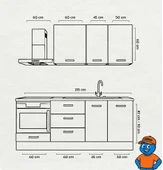 215 cm Mutfak Dolabı  MDF Kapak Tezgah Dahil YRKN215 102 thumbnail 2