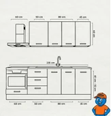 235 cm Mutfak Dolabı  MDF Kapak Tezgah Dahil YRKN235 99 thumbnail 2