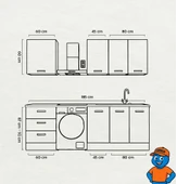 185 cm Mutfak Dolabı Gümüş MDF Kapak Tezgah Dahil YRKN185 100 thumbnail 3