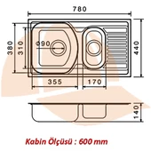 78 X 44 Mutfak Eviyesi 7844gr Keten Sağ Damlalıklı thumbnail 2
