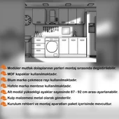 185 cm Mutfak Dolabı Gümüş MDF Kapak Tezgah Dahil YRKN185 100 thumbnail 2