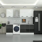 185 cm Mutfak Dolabı Siyah MDF Kapak Tezgah Dahil YRKN185 99 thumbnail 1