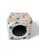 PetyMall Üç Fonksiyonlu Kedi Yatağı - Desenli Beyaz thumbnail 1