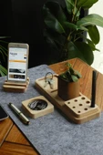 Fagus Wood Ahşap Masaüstü Düzenleyici Kalemlik Organizer, Ofis Aksesuarları Ve Çeşitleri, Terfi Ofis Hediyesi thumbnail 2