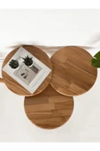 Fagus Wood ''Doğal Masif Ahşap Yörünge Sehpa Seti - 3'lü Zigon Yuvarlak Modern Takım (Yan, Dekoratif Sehpa)'' thumbnail 4