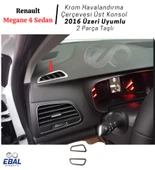 Renault Megane 4 Krom Havalandırma Çerçevesi Üst Konsol 2 Parça Taşlı 2016 Ve Üzeri Paslanmaz Çelik thumbnail 1