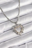 316L Çelik Gümüş Renk İtalyan Zincir Mix Renk Zirkon Taş Detay Kalp Model Kadın Kolye - TJ-BKO9600 thumbnail 1