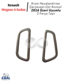 Renault Megane 4 Krom Havalandırma Çerçevesi Üst Konsol 2 Parça Taşlı 2016 Ve Üzeri Paslanmaz Çelik thumbnail 4