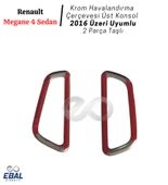 Renault Megane 4 Krom Havalandırma Çerçevesi Üst Konsol 2 Parça Taşlı 2016 Ve Üzeri Paslanmaz Çelik thumbnail 3