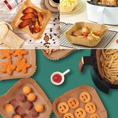Air Fryer Pişirme 50 Adet  Kağıdı Tek Kullanımlık Hava Fritöz Yağ Geçirmez Yapışmaz Kare Tabak Model thumbnail 6