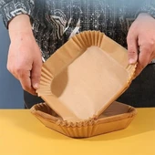 Air Fryer Pişirme 50 Adet  Kağıdı Tek Kullanımlık Hava Fritöz Yağ Geçirmez Yapışmaz Kare Tabak Model thumbnail 9