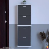 Modilayn UMAY' 2 Li Asma Antre Hol 52x 156x26 cm’ lik 4 Düşer Kapak 8 Raf Bölmeli Ayakkabılık thumbnail 3