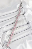 Pirinç Pembe Zirkon Taşlı Daire Baget Model Gümüş Renk VIP Seri Kadın Bileklik - TJ-BB7511 thumbnail 2