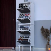 Modilayn UMAY' 2 Li Kapı Önü 52x 168 x 26 cm’ lik 4 Düşer Kapak 8 Göz Bölmeli Ayakkabılık thumbnail 1