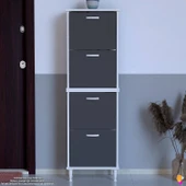 Modilayn UMAY' 2 Li Kapı Önü 52x 168 x 26 cm’ lik 4 Düşer Kapak 8 Göz Bölmeli Ayakkabılık thumbnail 3