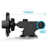 360 Derece Dönen Torpido Üstü Uzunluk Ayarlamalı Vantuzlu Teleskopik Araç Telefon Tutucu (5332) thumbnail 3