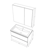 Teta Home Granada 80 cm MDF Gövde Membran Kapak Banyo Dolabı Seti  Beyaz thumbnail 5