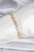 14K Gold Renk Kaplama Başak Model Zirkon Taşlı CM Kadın Bileklik - TJ-BB8124 thumbnail 1