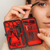 AMS NET® 24 Parça Kendiliğinden Deri Çantalı Seyahat Tipi Manikür Pedikür Seti thumbnail 2