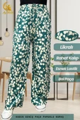 Kadın Pamuklu Dokuma Desenli Bol Kesim Geniş Paça Pantolon thumbnail 7