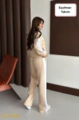 Kadın Eşofman Takımı Mevsimlik Şardonlu Kışlık Hırkalı Alt-Üst Takım (Crop Hediyeli) thumbnail 8