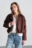 Kahverengi Süet Bomber Ceket thumbnail 5