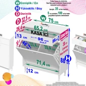 Modilayn EMİR 70x88x32,5 cm 2 Göz Sepetli kirli çamaşır düzenleyici dolap thumbnail 4