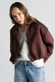 Kahverengi Süet Bomber Ceket thumbnail 7