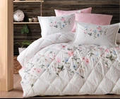 Clasy %100 Pamuk Çift Kişilik Ranforce Uyku Seti (Lastikli Çarşaflı) Palitra V1 Pudra thumbnail 1