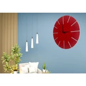 Ahşap Minimal Dekoratif Duvar Saati - 33x33 Cm Kırmızı thumbnail 2
