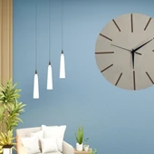 Ahşap Minimal Dekoratif Duvar Saati - 33x33 Cm Krem thumbnail 1