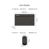 Siyah Kablosuz Klye Ve Mouse Seti thumbnail 5