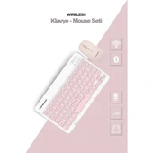 Pembe Kablosuz Klye Ve Mouse Seti thumbnail 1