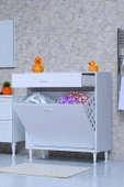 Eliusta  Asil 70 cm Kirli Çamaşır Sepetli Banyo Dolabı 1 Çekmeceli Mutfak Çok Amaçlı Dolap 70x88x32,5 cm thumbnail 1