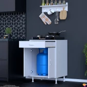 Eliusta  Mono Duvara Monte 60 cm Baharat Raflı Ocak Altı Dolap 60x88x48 cm Tüp Bölmeli Mutfak Ünitesi thumbnail 3