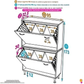 Eliusta  Veluna 95 cm Kirli Çamaşır Sepetli Dolap Banyo Dolabı Beyaz 95x173x32,5 cm 6 Sepetli Dolap thumbnail 2