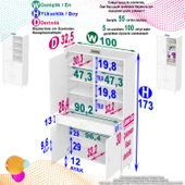 Eliusta  Funci Beyaz Renk G:100 cm Banyo Dolabı 3 Kapaklı 7 Raflı Dolap 100x173x32,5 cm Boyutlarında Dolap thumbnail 2