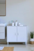 Eliusta  Sabir 70 cm 2 Raflı Beyaz Banyo Mutfak Dolabı 3 Bölmeli Çok Amaçlı Dolap 70x75x32,5 cm Düzenleyici thumbnail 1