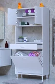 Eliusta  Seris Sepetli ve Çekmeceli Banyo Dolabı  G:70 cm Çok Amaçlı Beyaz Düzenleyici 70x173x32,5 cm Dolap thumbnail 1