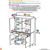 Eliusta  Line Beyaz 100 cm Banyo Dolabı Çok Bölmeli Banyo Düzenleyici Dolap 4 Kapaklı 4 Raflı 100x173x32,5 cm thumbnail 2