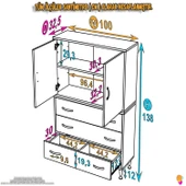 Eliusta  Alia Çok Kullanışlı Dolap G:100 cm Üst Bölme Kapaklı Alt Bölme Çekmeceli 100x138x32,5 cm Modül Dolap thumbnail 2